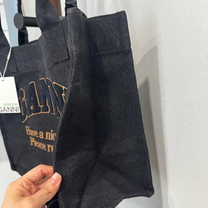 [BUNJANG] GANNI Black Denim Shoulder/Tote Bag / 가니 GANNI 데님 숄더백/토트백 블랙 새상품 택포