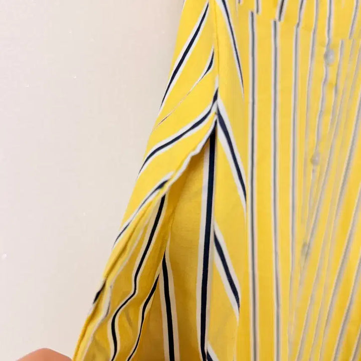 [BUNJANG] SATIN Yellow Stripe Sleeveless Shirt Dress / [SATIN] 옐로우 스트라이프 셔츠 원피스