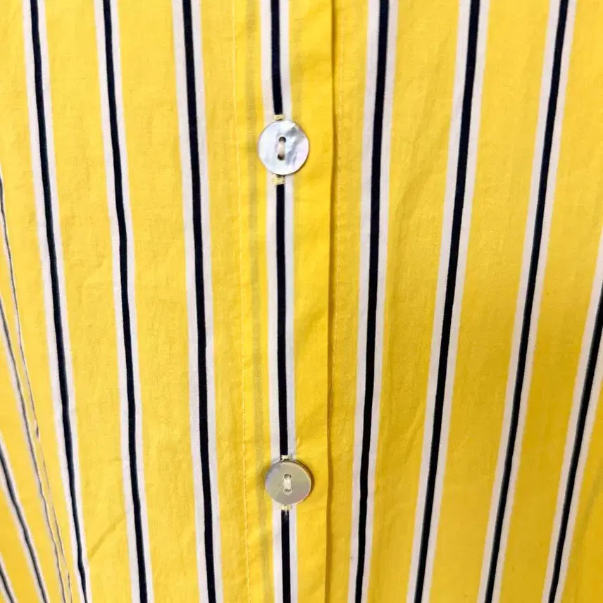 [BUNJANG] SATIN Yellow Stripe Sleeveless Shirt Dress / [SATIN] 옐로우 스트라이프 셔츠 원피스
