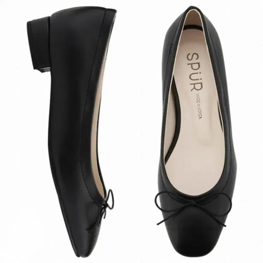 [BUNJANG] SPUR Ribbon Leather Flats Shoes Navy 235 / spur 리본 가죽 플랫슈즈 단화 구두 235 결혼식 하객 데이트 스퍼
