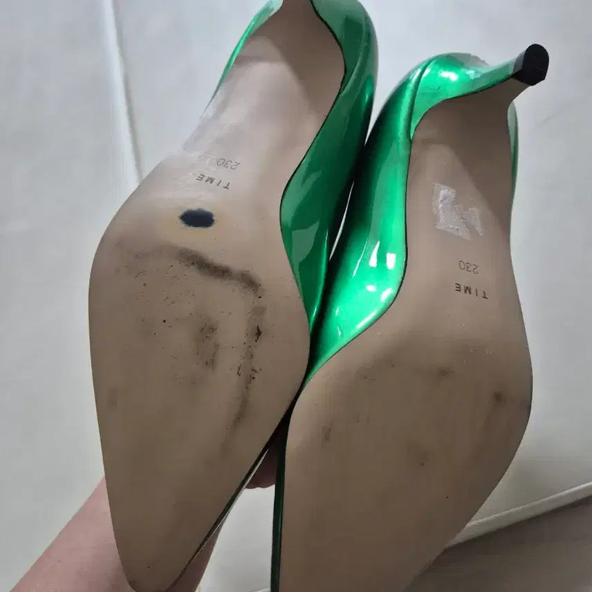 [BUNJANG] Time Green Enamel Shoes Size 230 / 타임 Time 녹색 에나멜 슈즈 230