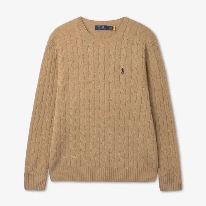 [BUNJANG] Polo Cable Knit Sweater Brown M / 폴로 케이블 니트 브라운 m