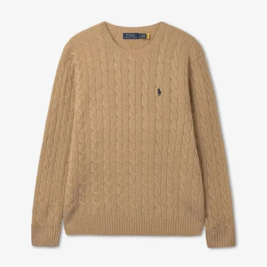 [BUNJANG] Polo Cable Knit Sweater Brown M / 폴로 케이블 니트 브라운 m