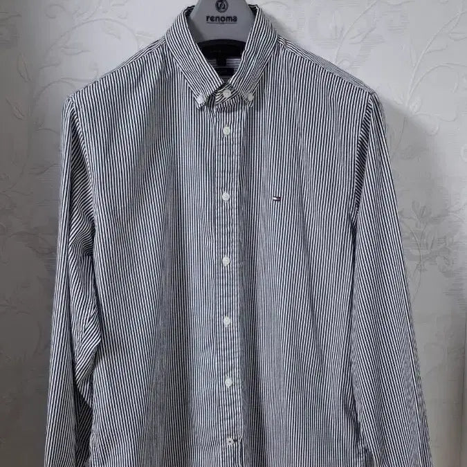 [BUNJANG] Tommy Hilfiger Striped Button-Down Long Sleeve Shirt Size M (100) / 타미힐피거 스트라이프 긴팔셔츠 100