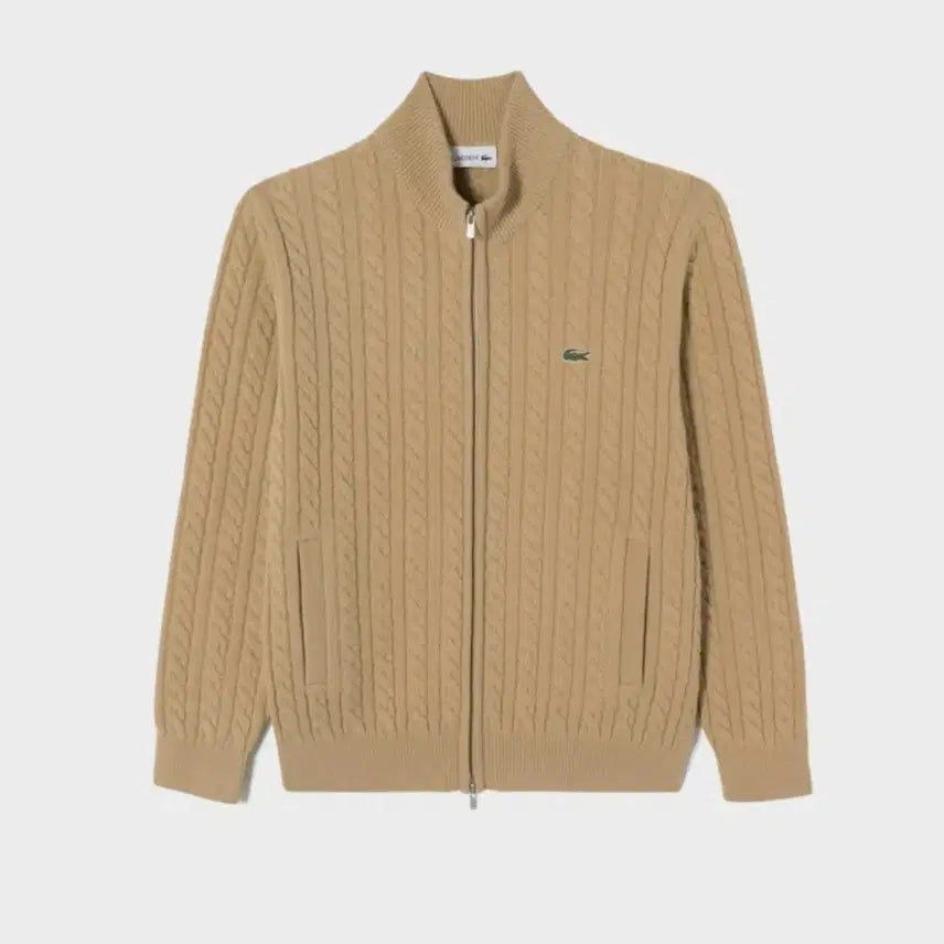 [BUNJANG] Lacoste Cable Zip-Up M Brown / 라코스테 케이블 집업 m 브라운