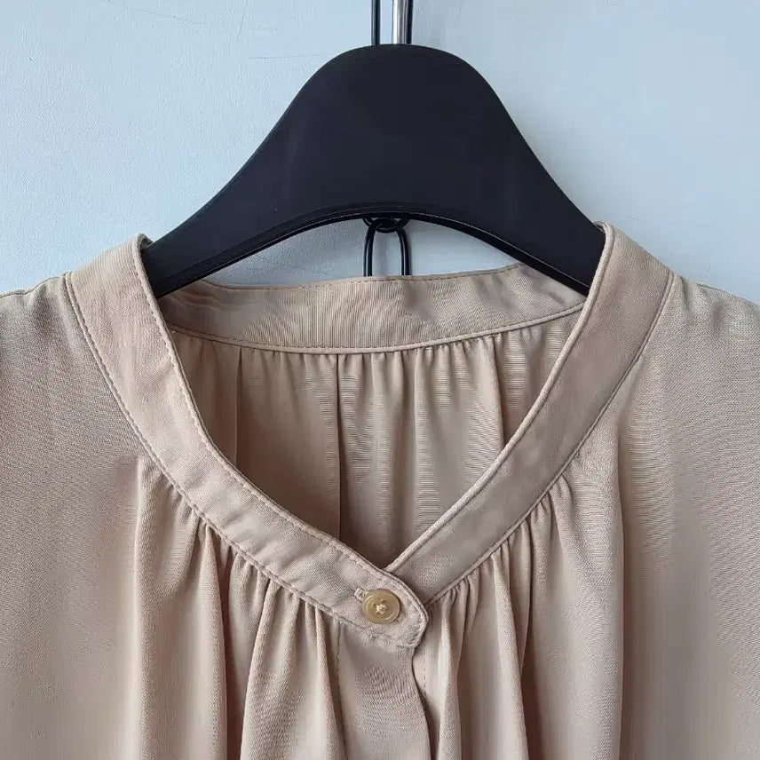 [BUNJANG] Beige Shirring Blouse / XL/베이지 셔링 블라우스