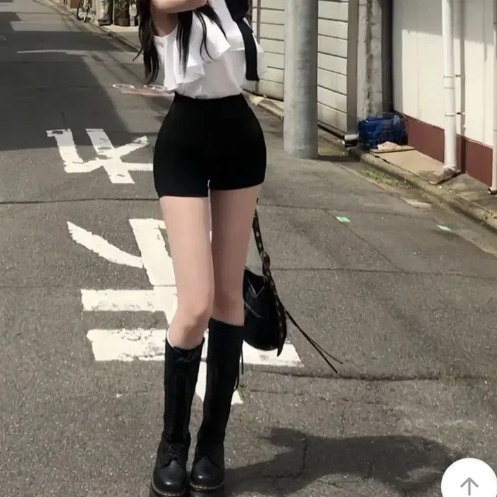 [BUNJANG] Basic Span High-Waist Shorts (L) / 쫀득핏 베이직 스판 쫀쫀 핏 하이웨스트 반바지 (L)