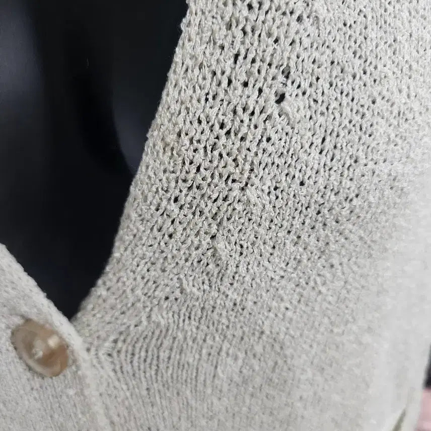 [BUNJANG] Beige Knit Short Sleeve Cardigan Vest / 베이지 니트 반팔 가디건 포켓형 조끼 베스트