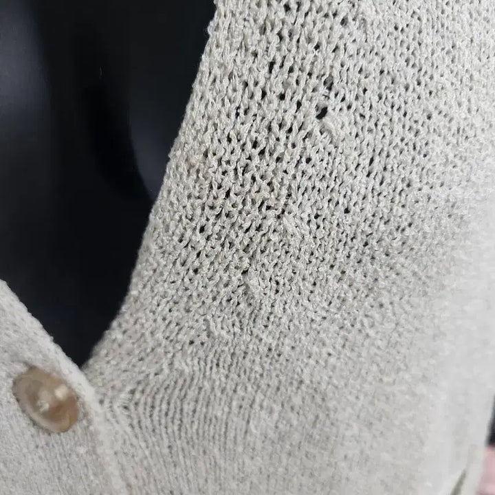 [BUNJANG] Beige Knit Short Sleeve Cardigan Vest / 베이지 니트 반팔 가디건 포켓형 조끼 베스트