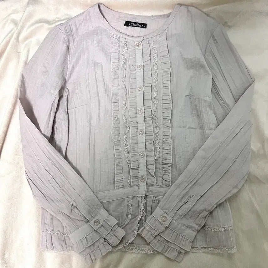 [BUNJANG] Vintage Mori Look Frill Blouse Cardigan / 일본 빈티지 모리룩 모리걸 프릴 블라우스 가디건 아오이 유우