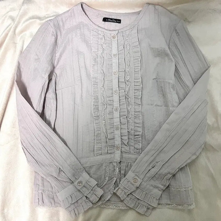 [BUNJANG] Vintage Mori Look Frill Blouse Cardigan / 일본 빈티지 모리룩 모리걸 프릴 블라우스 가디건 아오이 유우