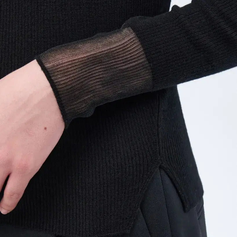 [BUNJANG] OBJET 26 Black See-through Detail Knit Sweater / 오브제 26년도 새상품