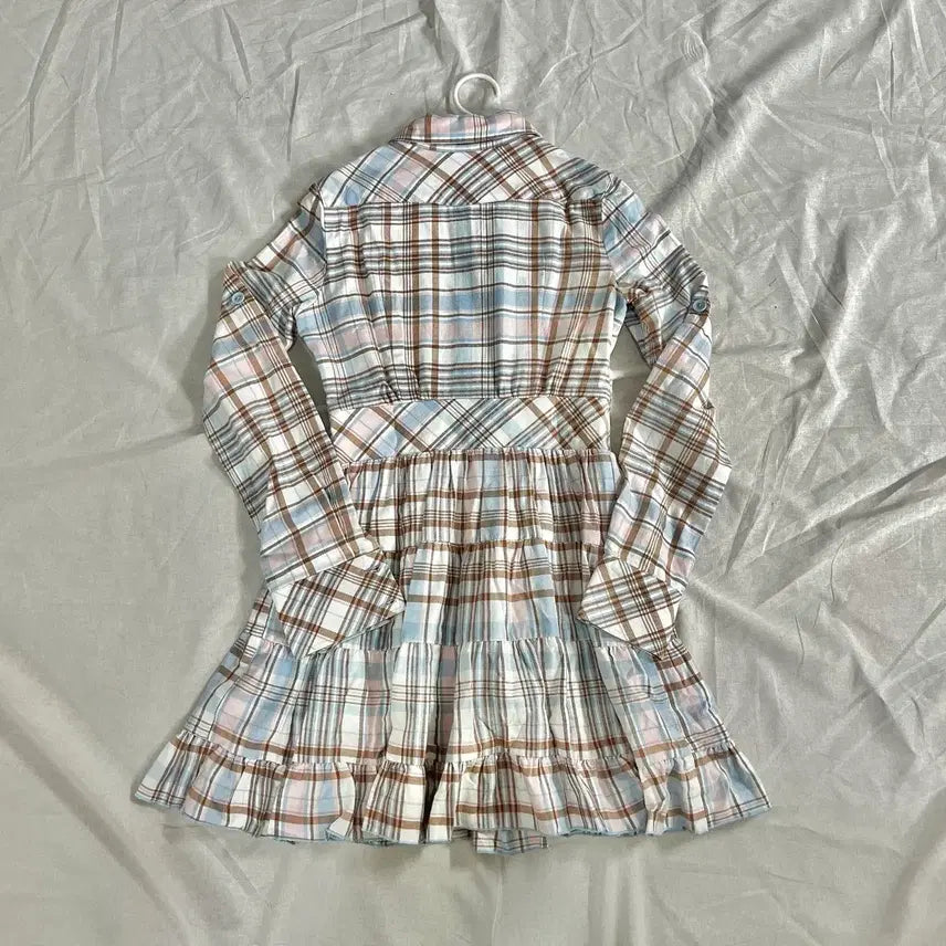 [BUNJANG] LIZ LISA Pastel Sky Pink Check Shirt Dress / 리즈리사 파스텔 하늘 핑크 체크 셔츠 원피스