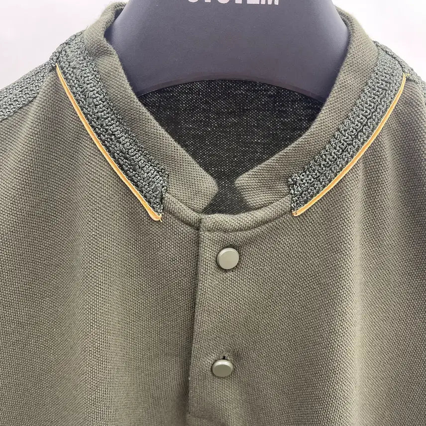 [BUNJANG] System Homme Stand Neck Short Sleeve T-Shirt Khaki Size 95 / 시스템옴므 스탠넥 반팔티셔츠