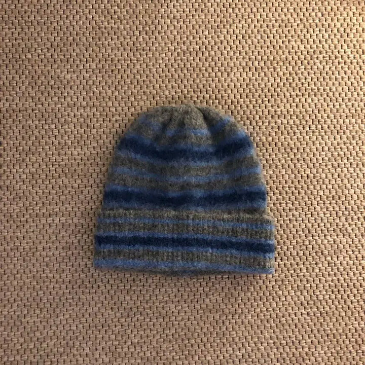 [BUNJANG] Gray Blue Stripe Mohair Beanie / 그레이 블루 스트라이프 비니