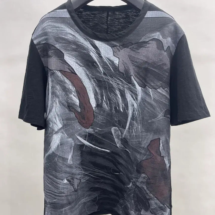 [BUNJANG] System Homme One Point Woven Mix Short-Sleeve T-Shirt / 시스템옴므 원포인트 반팔티셔츠