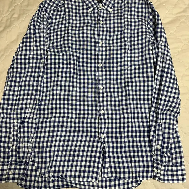 [BUNJANG] BEAMS PLUS Linen Blue Gingham Check Shirt - Size L / 빔즈플러스 린넨 블루 깅엄 체크셔츠 L사이즈 팝니다