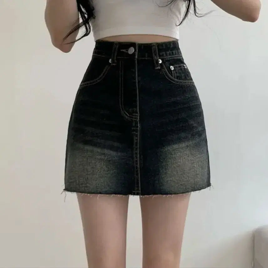 [BUNJANG] Boogie Shop Washed Denim Skirt / 부기샵 워싱 데님스커트