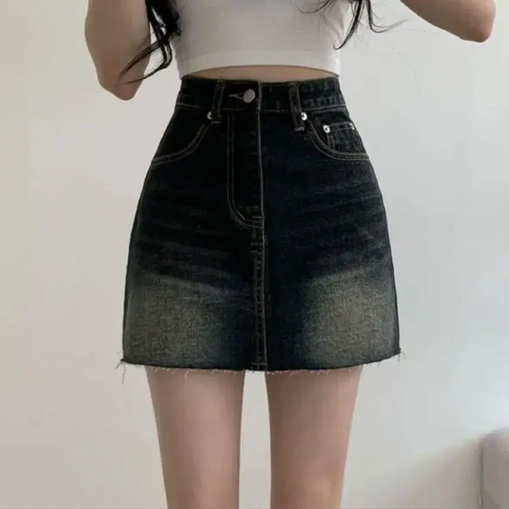 [BUNJANG] Boogie Shop Washed Denim Skirt / 부기샵 워싱 데님스커트