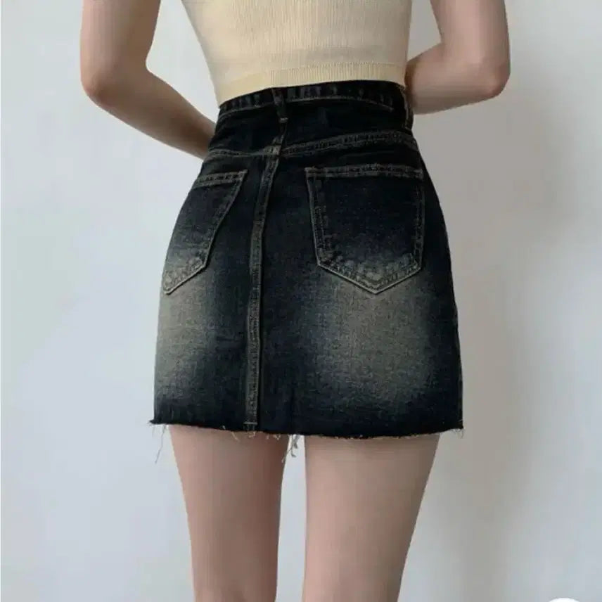 [BUNJANG] Boogie Shop Washed Denim Skirt / 부기샵 워싱 데님스커트