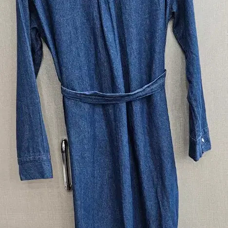 [BUNJANG] Denim Long Shirt Dress with Belt Set / 청 데님 롱 셔츠 원피스 벨트 세트
