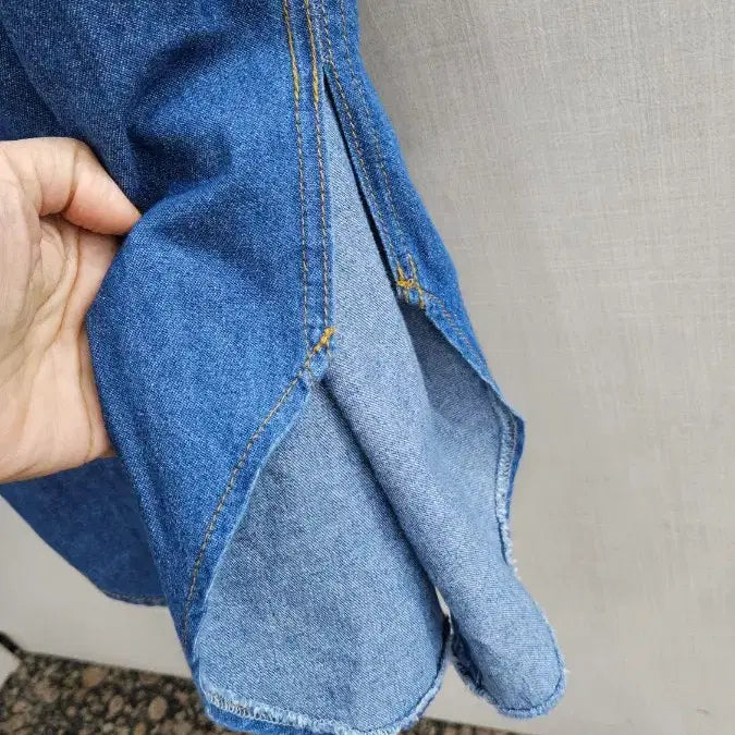 [BUNJANG] Denim Long Shirt Dress with Belt Set / 청 데님 롱 셔츠 원피스 벨트 세트