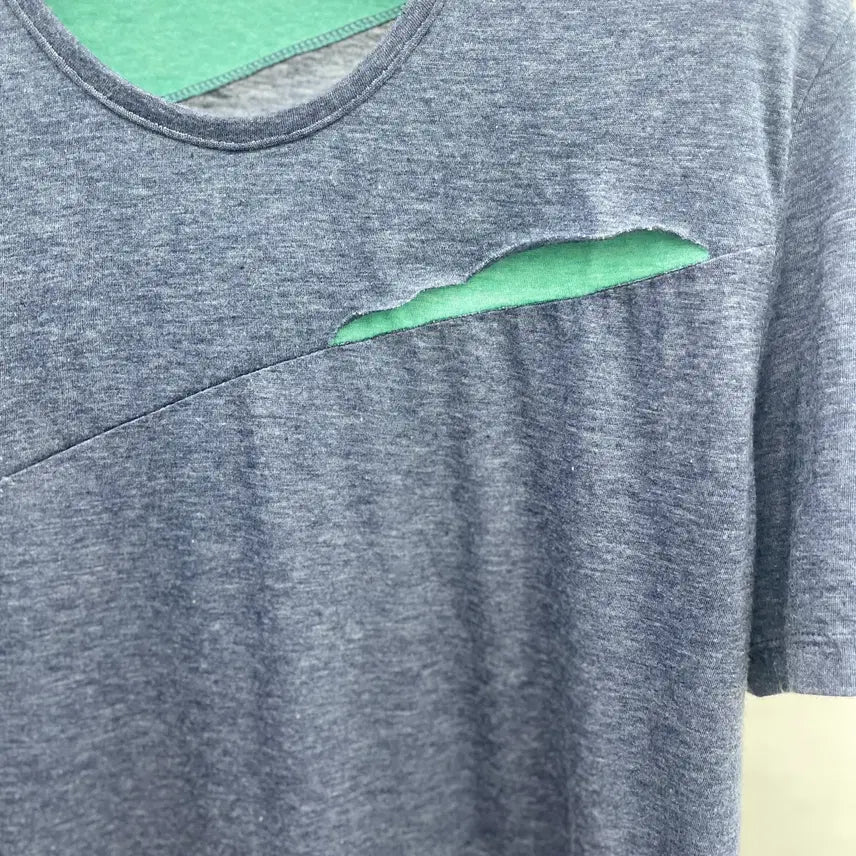 [BUNJANG] System Homme Cutting Effect Short Sleeve T-Shirt / 시스템옴므 커팅효과 반팔티셔츠