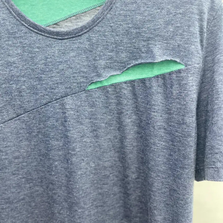 [BUNJANG] System Homme Cutting Effect Short Sleeve T-Shirt / 시스템옴므 커팅효과 반팔티셔츠