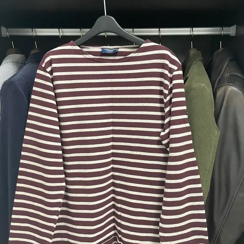 [BUNJANG] Saint James Striped T-Shirt Burgundy / 세인트제임스 스트라이프 티셔츠(버건디)