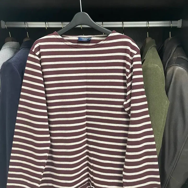 [BUNJANG] Saint James Striped T-Shirt Burgundy / 세인트제임스 스트라이프 티셔츠(버건디)