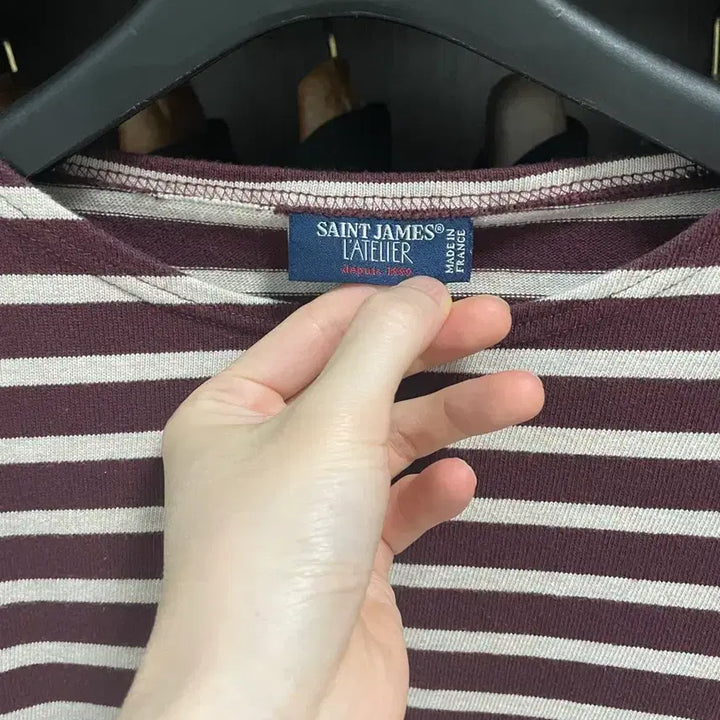 [BUNJANG] Saint James Striped T-Shirt Burgundy / 세인트제임스 스트라이프 티셔츠(버건디)