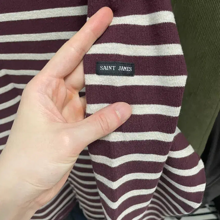 [BUNJANG] Saint James Striped T-Shirt Burgundy / 세인트제임스 스트라이프 티셔츠(버건디)