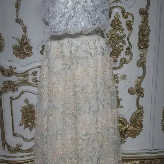 [BUNJANG] Lace Flower Midi Skirt / 레이스 플라워 스커트