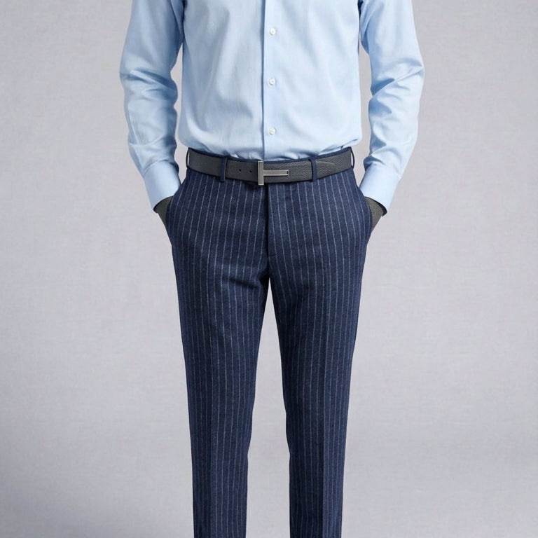 [BUNJANG] AND Z Solid Blue Slim Fit Dress Shirt / 지오지아 And Z / 앤드지 솔리드 블루 슬림핏 드레스셔츠 / 100