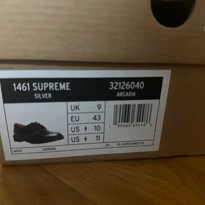 [BUNJANG] Supreme x Dr. Martens 1461 Grey Silver Shoes / [280] 슈프림 닥터마틴 1461 그레이 실버