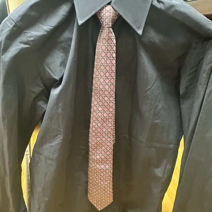 [BUNJANG] Dior Cannage Pattern Silk Tie - Burgundy / 디올 넥타이 까나쥬 패턴 와인색