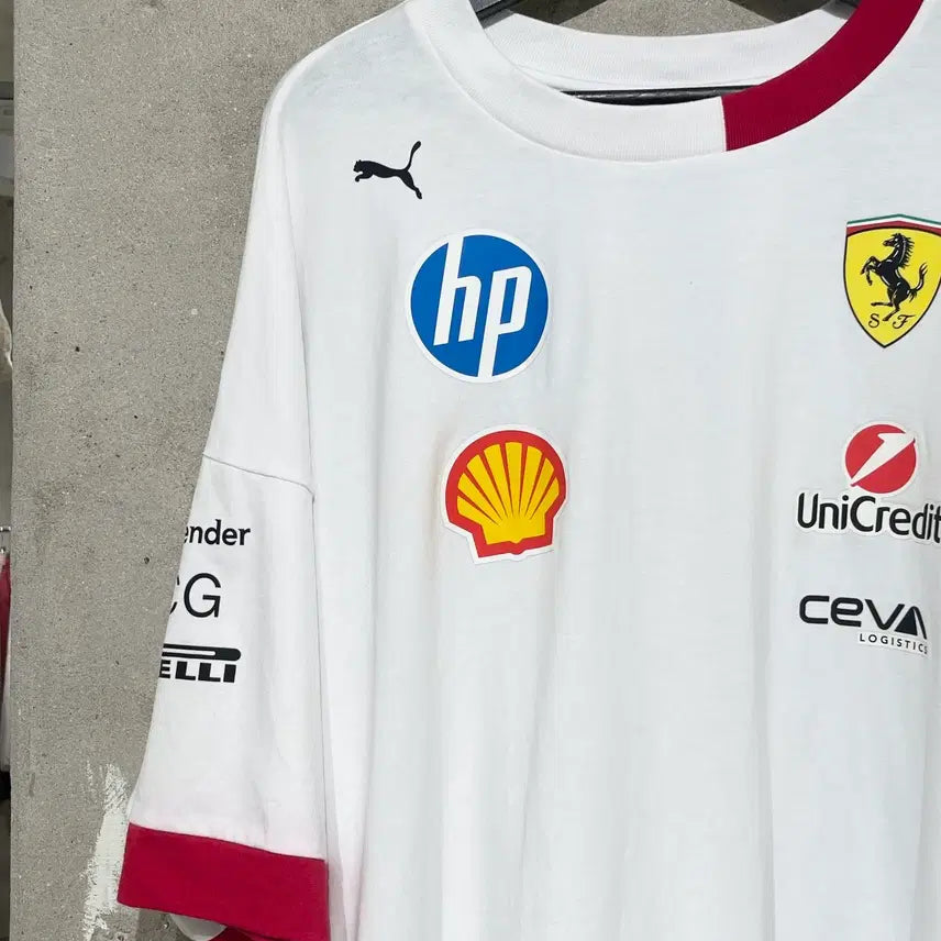[BUNJANG] Scuderia Ferrari x Puma 2025 White Driver Half-Zip XXL / 스쿠데리아 페라리 x 푸마 2025 화이트 드라이버 하프티