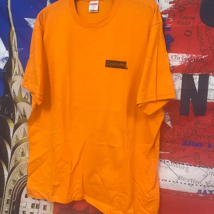 [BUNJANG] Supreme Orange Logo Oversized Short Sleeve T-Shirt XL / 새상품급 슈프림 오버핏 반팔XL105
