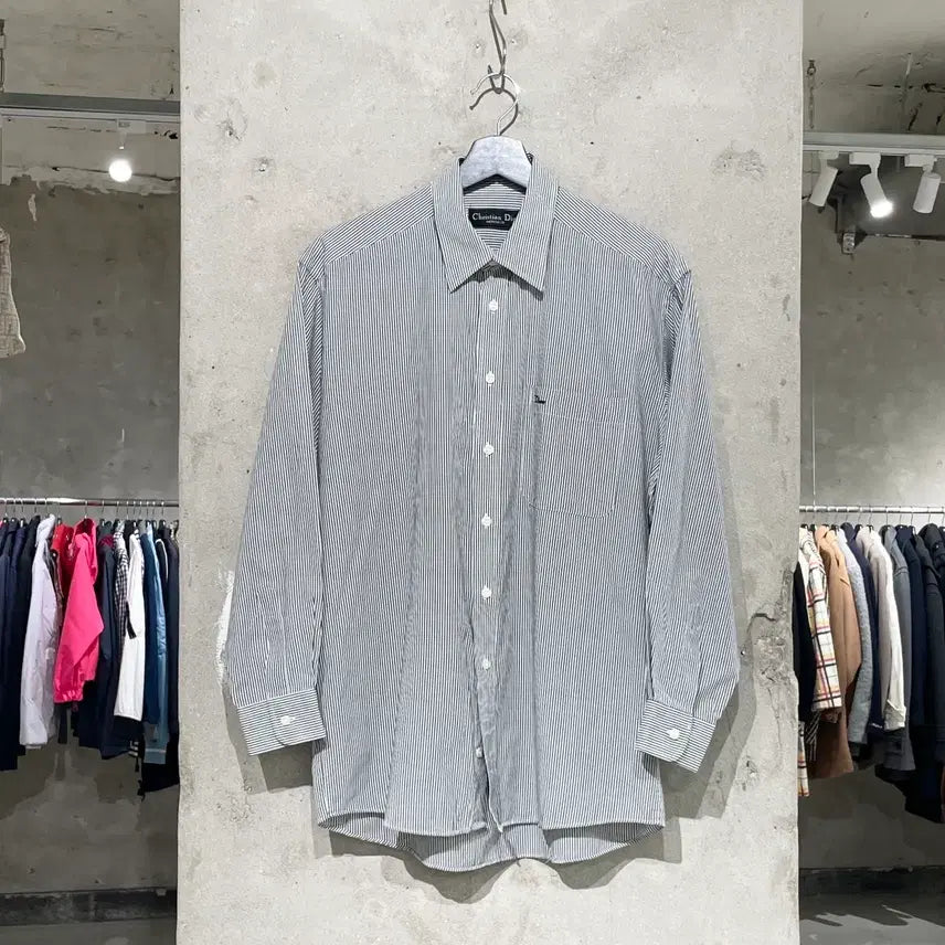 [BUNJANG] Christian Dior Monsieur Single Pocket Striped Shirt / 크리스찬 디올 무슈 싱글 포켓 스트라이프 셔츠