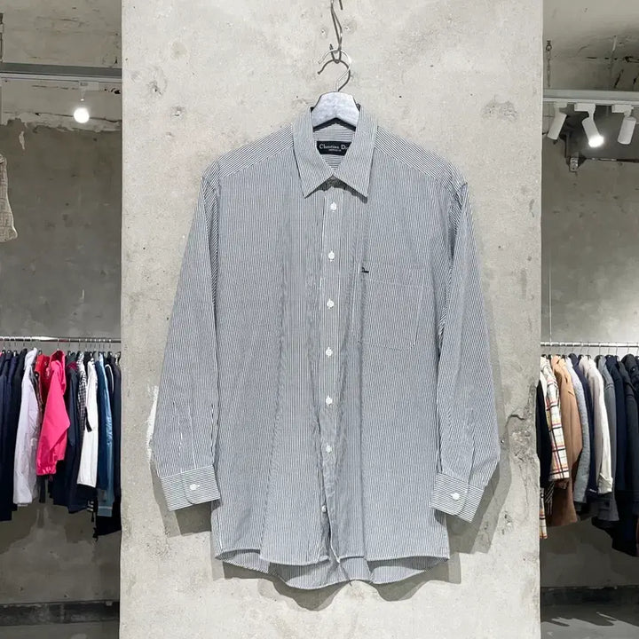[BUNJANG] Christian Dior Monsieur Single Pocket Striped Shirt / 크리스찬 디올 무슈 싱글 포켓 스트라이프 셔츠