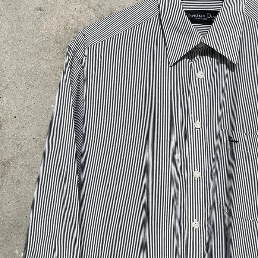[BUNJANG] Christian Dior Monsieur Single Pocket Striped Shirt / 크리스찬 디올 무슈 싱글 포켓 스트라이프 셔츠