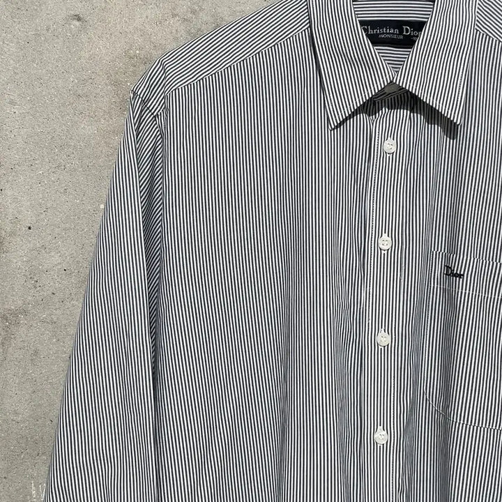 [BUNJANG] Christian Dior Monsieur Single Pocket Striped Shirt / 크리스찬 디올 무슈 싱글 포켓 스트라이프 셔츠