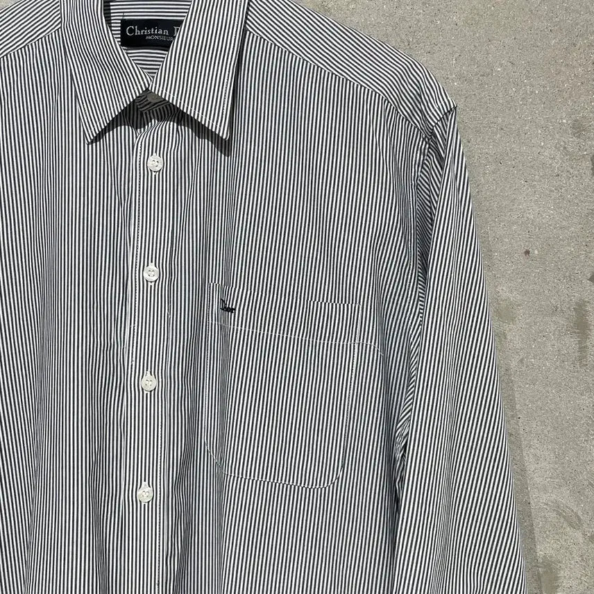[BUNJANG] Christian Dior Monsieur Single Pocket Striped Shirt / 크리스찬 디올 무슈 싱글 포켓 스트라이프 셔츠