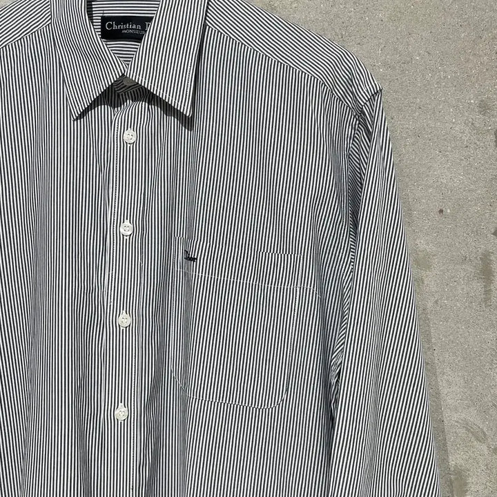 [BUNJANG] Christian Dior Monsieur Single Pocket Striped Shirt / 크리스찬 디올 무슈 싱글 포켓 스트라이프 셔츠