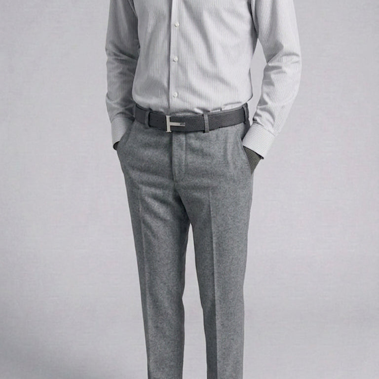 [BUNJANG] ZIOZIA And Z Semi Stripe Wide Collar Shirt 100 / 지오지아 And Z / 그레이 와이드카라 세미 스트라이프 셔츠 / 100