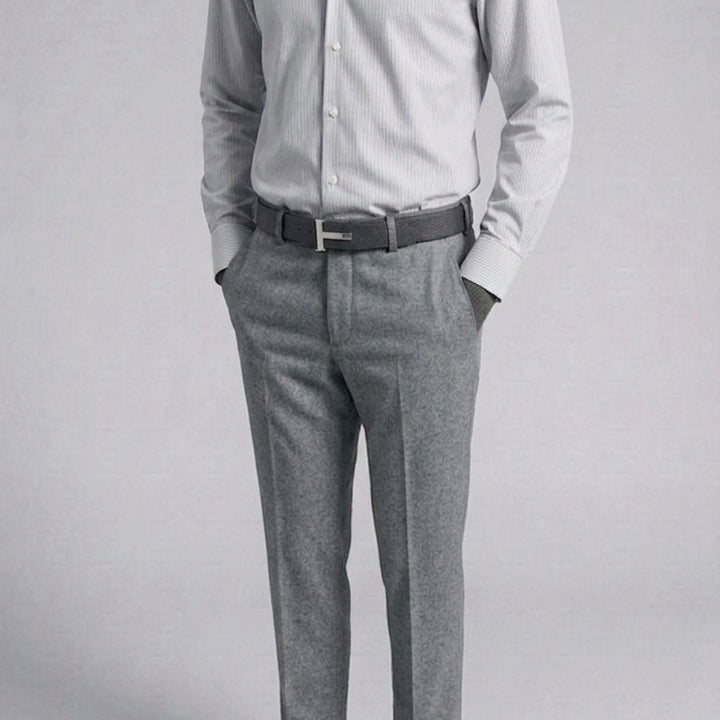[BUNJANG] ZIOZIA And Z Semi Stripe Wide Collar Shirt 100 / 지오지아 And Z / 그레이 와이드카라 세미 스트라이프 셔츠 / 100
