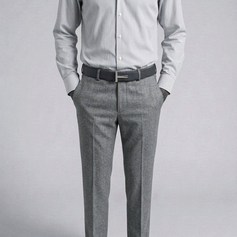 [BUNJANG] ZIOZIA And Z Semi Stripe Wide Collar Shirt 100 / 지오지아 And Z / 그레이 와이드카라 세미 스트라이프 셔츠 / 100
