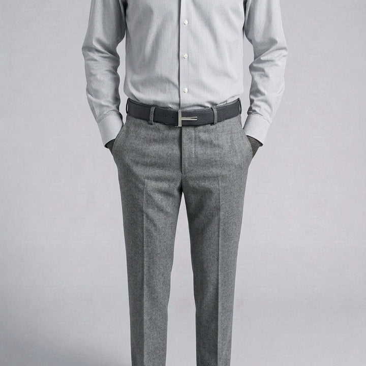 [BUNJANG] ZIOZIA And Z Semi Stripe Wide Collar Shirt 100 / 지오지아 And Z / 그레이 와이드카라 세미 스트라이프 셔츠 / 100