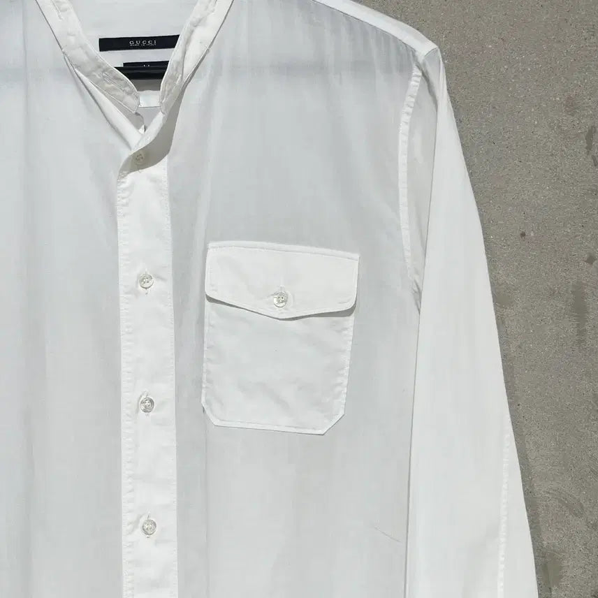 [BUNJANG] Gucci White Duke Single Pocket Soft Cotton Shirt / 구찌 화이트 듀크 싱글 포켓 소프트 코튼 셔츠