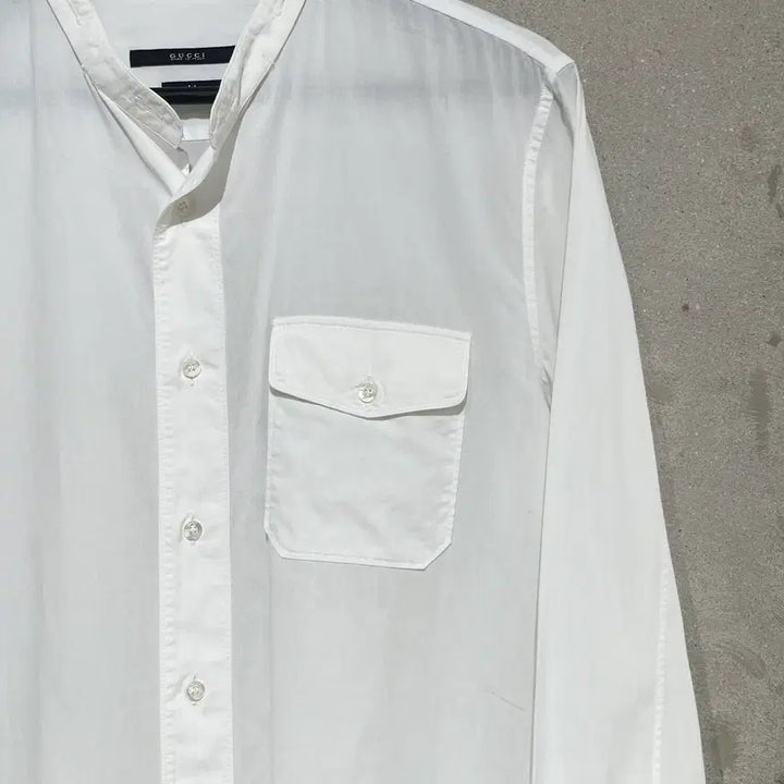 [BUNJANG] Gucci White Duke Single Pocket Soft Cotton Shirt / 구찌 화이트 듀크 싱글 포켓 소프트 코튼 셔츠